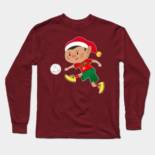 Morocco football Christmas elf. Football World Cup soccer T-Shirt Long Sleeve T-Shirt